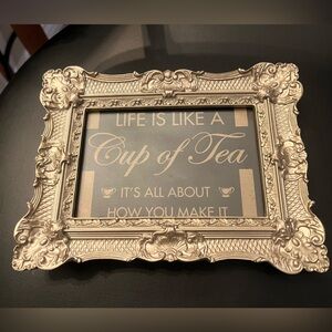 Kirklands Silverish Gold Ornate Decorative 4x6” Frame with Quote